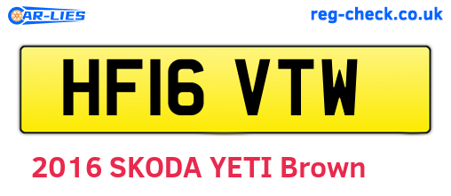 HF16VTW are the vehicle registration plates.