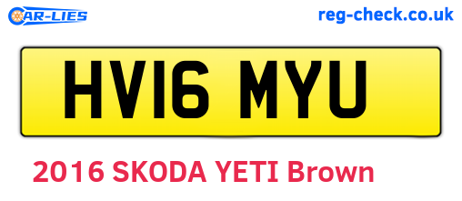 HV16MYU are the vehicle registration plates.