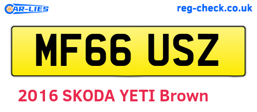 MF66USZ are the vehicle registration plates.