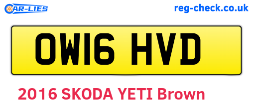 OW16HVD are the vehicle registration plates.