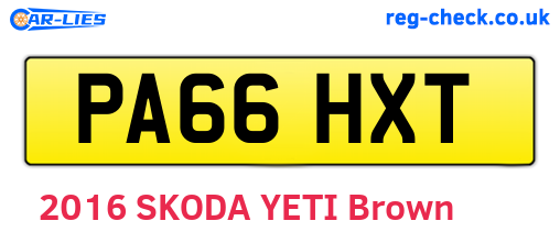 PA66HXT are the vehicle registration plates.