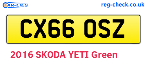 CX66OSZ are the vehicle registration plates.