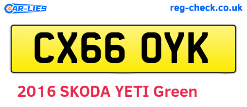 CX66OYK are the vehicle registration plates.
