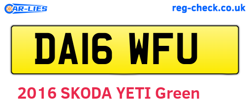 DA16WFU are the vehicle registration plates.