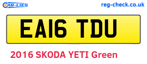 EA16TDU are the vehicle registration plates.