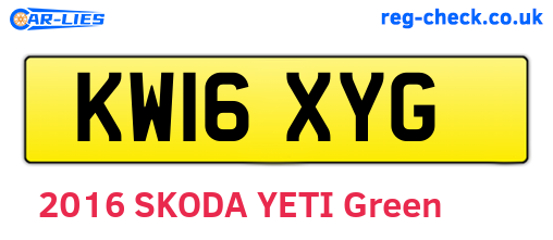KW16XYG are the vehicle registration plates.