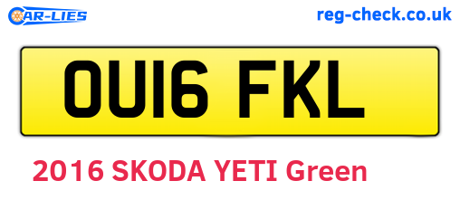 OU16FKL are the vehicle registration plates.
