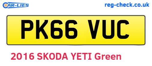PK66VUC are the vehicle registration plates.