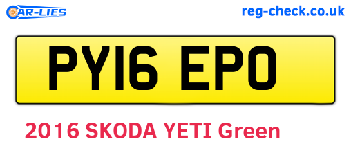 PY16EPO are the vehicle registration plates.