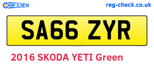 SA66ZYR are the vehicle registration plates.