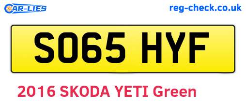 SO65HYF are the vehicle registration plates.