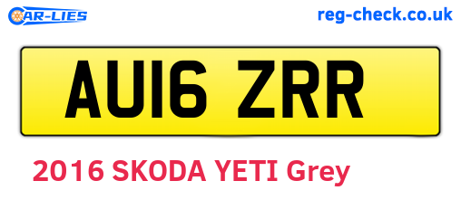 AU16ZRR are the vehicle registration plates.