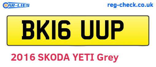 BK16UUP are the vehicle registration plates.