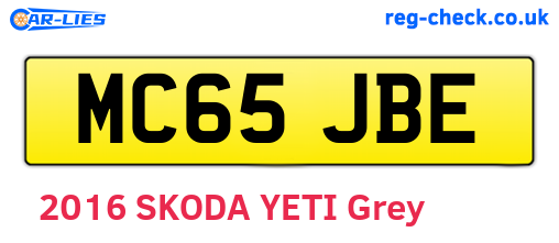 MC65JBE are the vehicle registration plates.
