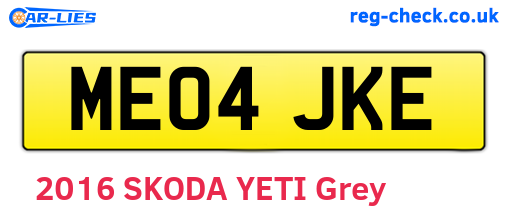 ME04JKE are the vehicle registration plates.