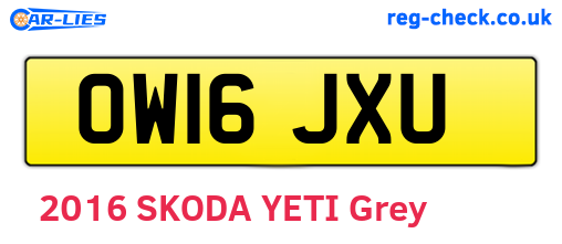 OW16JXU are the vehicle registration plates.