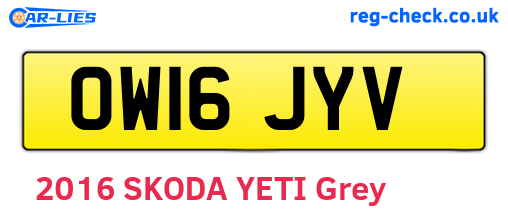 OW16JYV are the vehicle registration plates.