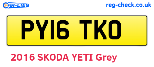 PY16TKO are the vehicle registration plates.