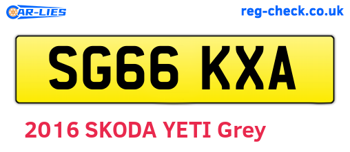 SG66KXA are the vehicle registration plates.