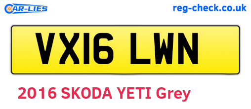VX16LWN are the vehicle registration plates.