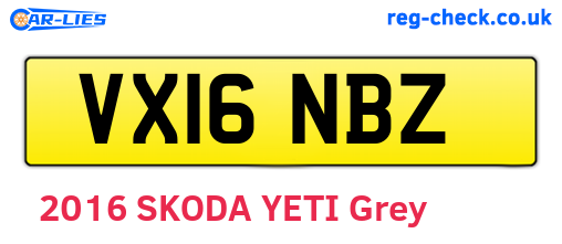 VX16NBZ are the vehicle registration plates.