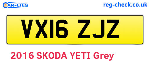 VX16ZJZ are the vehicle registration plates.
