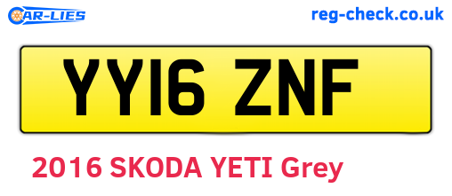 YY16ZNF are the vehicle registration plates.