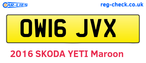 OW16JVX are the vehicle registration plates.