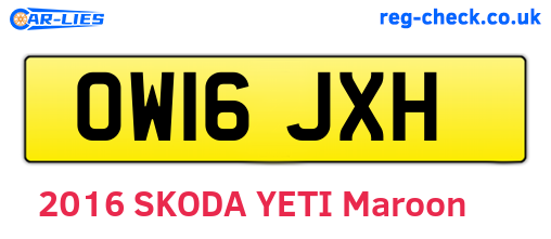OW16JXH are the vehicle registration plates.