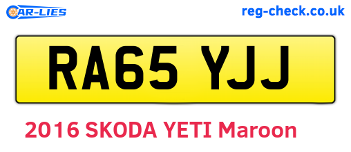 RA65YJJ are the vehicle registration plates.