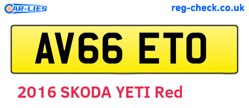 AV66ETO are the vehicle registration plates.