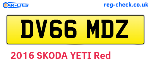 DV66MDZ are the vehicle registration plates.
