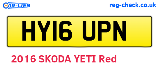 HY16UPN are the vehicle registration plates.