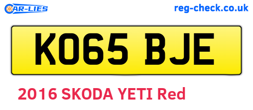 KO65BJE are the vehicle registration plates.