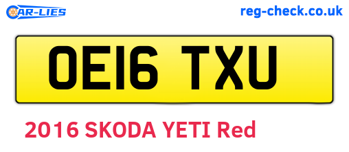 OE16TXU are the vehicle registration plates.
