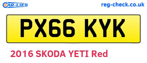 PX66KYK are the vehicle registration plates.