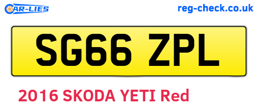 SG66ZPL are the vehicle registration plates.