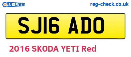 SJ16ADO are the vehicle registration plates.