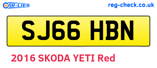 SJ66HBN are the vehicle registration plates.