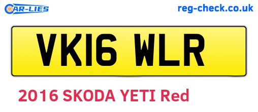 VK16WLR are the vehicle registration plates.
