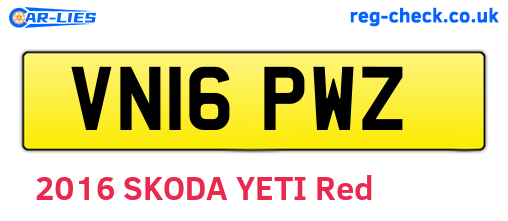 VN16PWZ are the vehicle registration plates.
