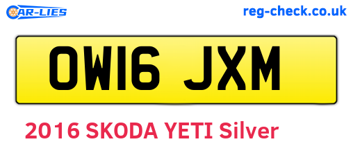 OW16JXM are the vehicle registration plates.