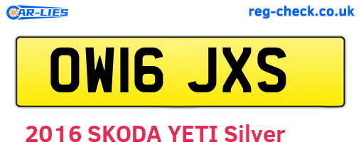 OW16JXS are the vehicle registration plates.