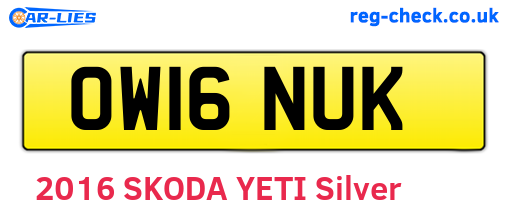 OW16NUK are the vehicle registration plates.