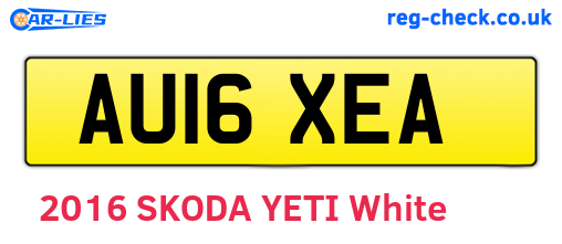 AU16XEA are the vehicle registration plates.