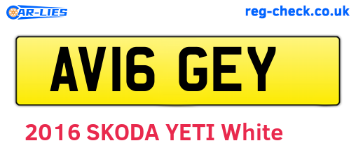 AV16GEY are the vehicle registration plates.