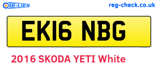 EK16NBG are the vehicle registration plates.