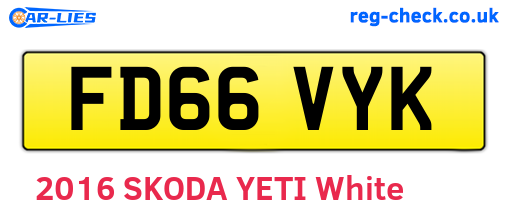 FD66VYK are the vehicle registration plates.