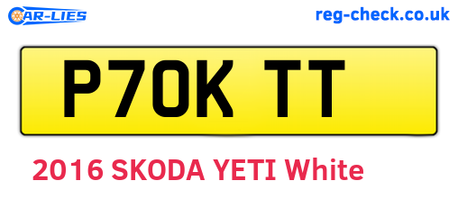 P70KTT are the vehicle registration plates.