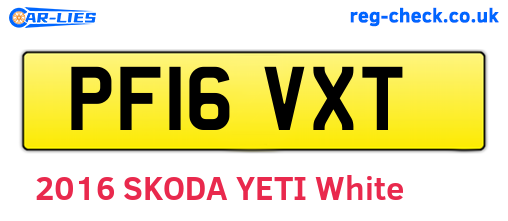 PF16VXT are the vehicle registration plates.